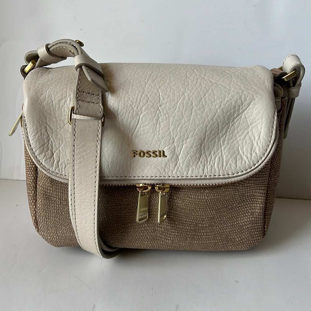 Fossil Preston Small Flap Crosbody Bag Metallic Shoulder Bag new